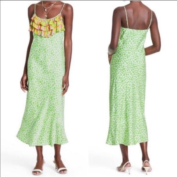 RIXO for Target NWT Leopard Ruffle Slip Dress Women's Small Sundress - Picture 1 of 12
